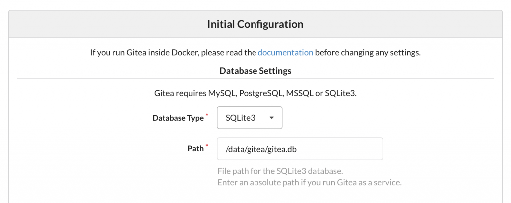 Gitea Docker Container Configuration