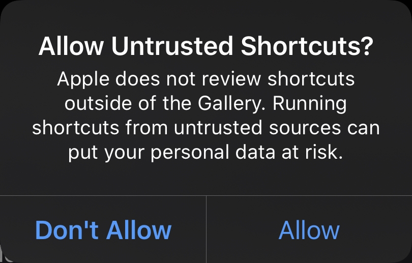 Allow Untrusted Shortcuts?