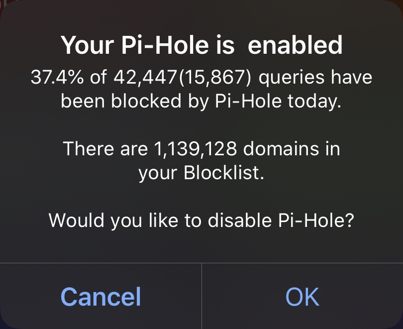iOS Pi-Hole Status